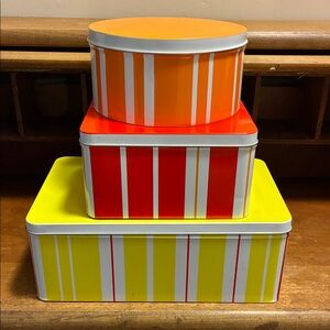 IKEA Colorful Striped Storage Tins - Orange, Red, Yellow